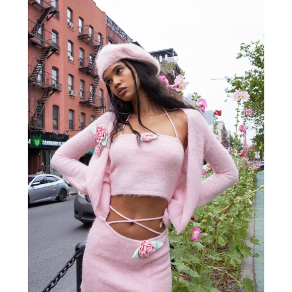 For Love and Lemons Savannah Tank Top, Cardigan Sweater, & Mini Skirt Full Set - Picture 1 of 14